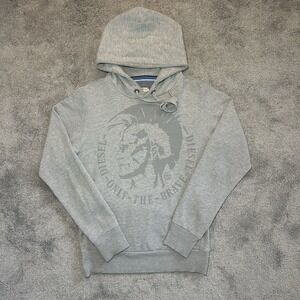 Y2K Vintage Diesel Hoodie Womens Large Grey Big Punk Logo Mohawk